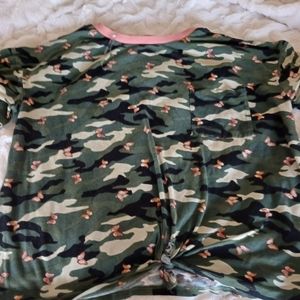 NOBO camo tee shirt with tie in the front